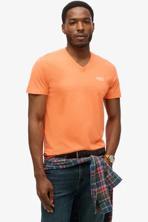 Superdry Mannen Essential T-shirt van Biologisch Katoen met V-hals en Logo Grootte: S