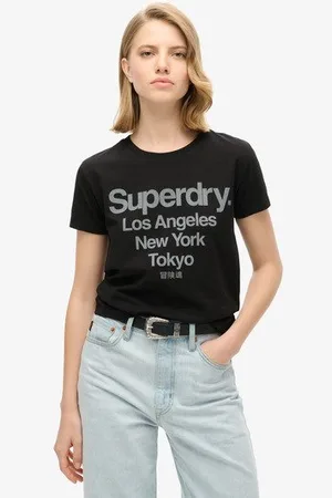 Superdry Vrouwen City T-shirt met Core Logo en Aansluitende Pasvorm Grootte: 38