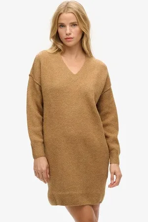 Superdry Vrouwen Gebreide Jurk met V-hals Grootte: 42