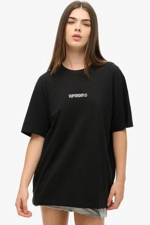 Superdry Vrouwen Losvallend T-shirt met Print en Micro-logo Grootte: XL