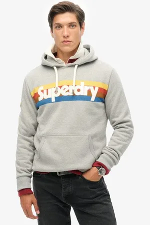 Superdry Mannen Retro Hoodie met Strepen en Logo Grootte: S