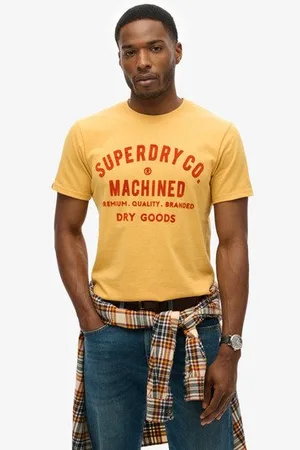 Superdry Mannen Workwear T-shirt met Afbeelding in Flockprint Grootte: S
