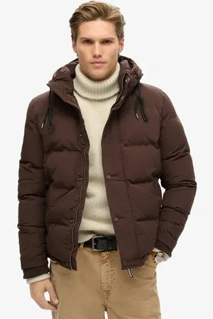 Superdry Mannen Korte Everest Pufferjas met Capuchon Grootte: L