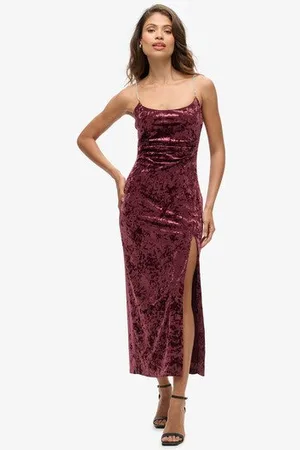 Superdry Vrouwen Diamonte Fluwelen Maxi-jurk Grootte: 44