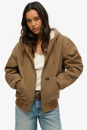 Superdry Vrouwen Oversized Vintage Workwear Bomberjack met Capuchon Grootte: XL