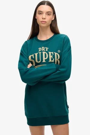 Superdry Vrouwen Luxe Sweatjurk met Metallic Logo Grootte: 34-36