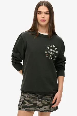 Superdry Vrouwen Oversized Surplus Sweatshirt met Ronde Hals en Print Grootte: Xxl