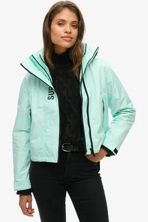 Superdry Vrouwen SD Windbreaker jas met Capuchon en Borduursel Grootte: 40