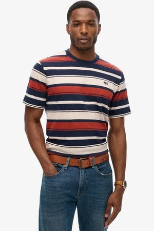 Superdry Mannen Gestreept T-shirt met Relaxte Pasvorm Grootte: L