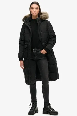 Superdry Vrouwen Lange Everest Pufferjas Grootte: 36