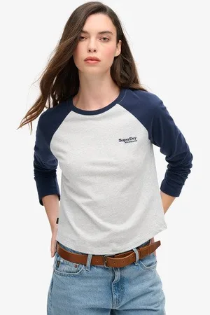 Superdry Vrouwen Essential Baseballtop met Logo en Lange Mouwen Grootte: 36