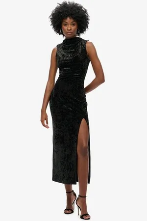 Superdry Vrouwen Fluwelen Maxi-jurk Grootte: 38