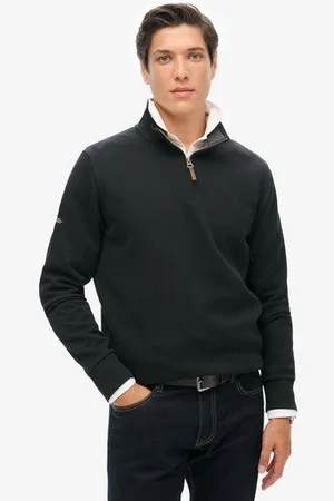 Superdry Mannen Core Piqué Sweatshirt met Halve Rits Grootte: L