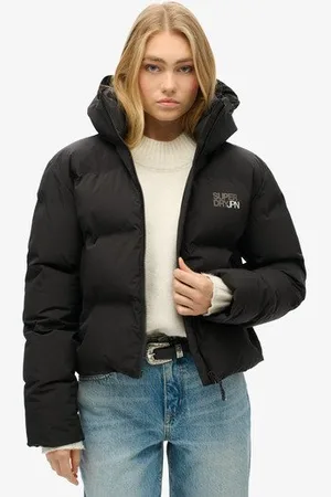Superdry Vrouwen Wijdvallende Pufferjas met Capuchon Grootte: 36