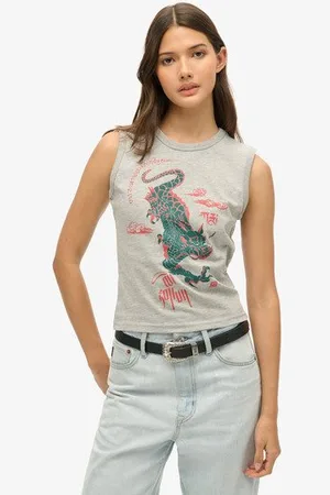 Superdry Vrouwen x Komodo Kailash Dragon Slim Hemdtop Grootte: 40