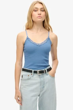 Superdry Vrouwen Athletic Essential Lace Trim Cami Top Grootte: 14-16