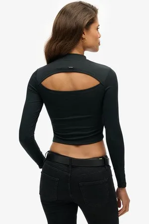 Superdry Vrouwen Top met Open Achterkant en Lange Mouwen Grootte: 44