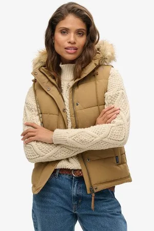 Superdry Vrouwen Everest Bodywarmer van Imitatiebont Grootte: 34