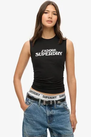 Superdry Vrouwen Slimfit Sport Luxe Graphic Tanktopje Grootte: 40