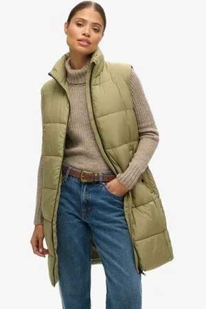 Superdry Vrouwen Lange Gewatteerde Bodywarmer Grootte: 38
