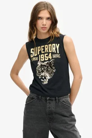 Superdry Vrouwen Archive Aansluitende Tanktop met Versieringen Grootte: 36