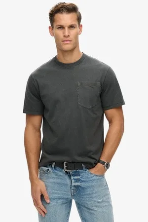 Superdry Mannen T-shirt met Borstzak en Contrasterend Stiksel Grootte: S