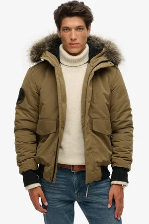 Superdry Mannen Everest Pufferbomberjack met Capuchon Grootte: Xxl