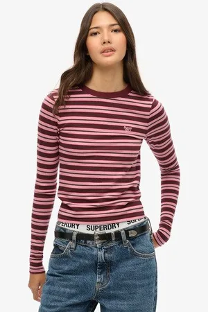 Superdry Vrouwen Gestreepte top met Lange Mouwen Grootte: 38
