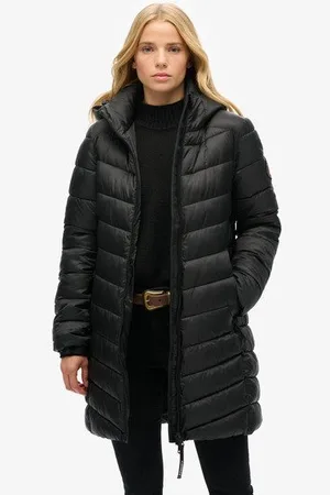Superdry Vrouwen Gewatteerde Fuji Mid jas met Capuchon Grootte: 42