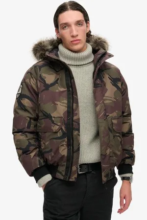 Superdry Mannen Everest Bomberjack met Imitatiebont Grootte: M