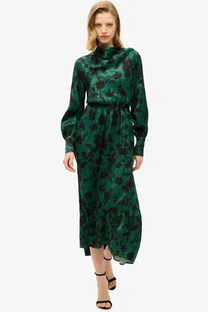 Superdry Vrouwen Maxi-jacquardjurk met col Grootte: 40