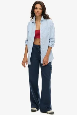 Superdry Vrouwen Athletic Essentials Vintage Cargo Joggingbroek met Wijde Pijpen Grootte: 36