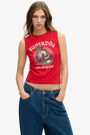 Superdry Vrouwen Tattoo Rhinestone-hemdje Grootte: 42