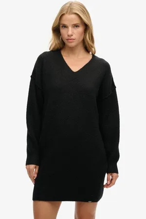 Superdry Vrouwen Gebreide Jurk met V-hals Grootte: 42