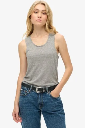 Superdry Vrouwen Tanktop met Laag Uitgesneden Ronde Hals Grootte: 42