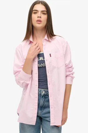 Superdry Vrouwen Oxford-overhemd met Lange Mouwen Grootte: Xxl