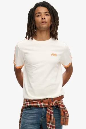 Superdry Mannen Essential Gestreept Retro T-shirt met Logo Grootte: XL