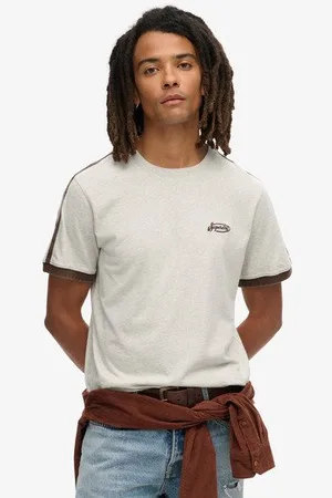 Superdry Mannen Essential Gestreept Retro T-shirt met Logo Grootte: M