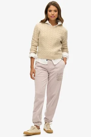Superdry Vrouwen Athletic Essentials Joggingbroek met Verweerde Vintage Print Grootte: 40