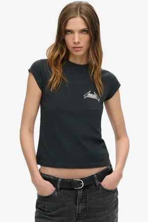 Superdry Vrouwen Metallica x T-shirt met Kapmouwen Grootte: 36