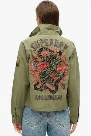 Superdry Vrouwen Military Jack met Versieringen Grootte: 42
