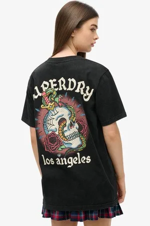 Superdry Vrouwen Oversized Tattoo T-shirt met Print Grootte: L