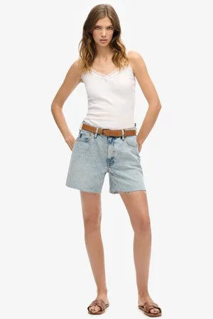 Superdry Vrouwen Cut-off Short met Middelhoge Taille Grootte: 40