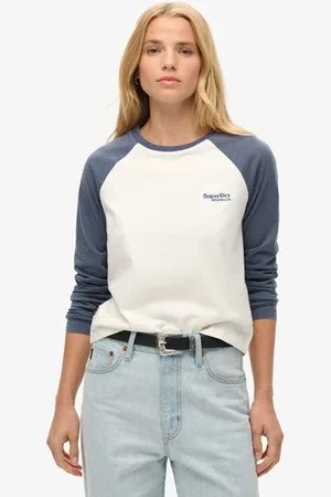 Superdry Vrouwen Essential Baseballtop met Logo en Lange Mouwen Grootte: 36