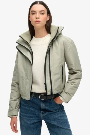 Superdry Vrouwen Windbreaker jas met Capuchon en Borduursel Grootte: 42