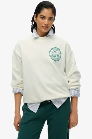 Superdry Vrouwen Ruimvallend Lo-fi Outdoor Mono Sweatshirt met Ronde Hals Grootte: 38