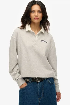 Superdry Vrouwen Athletic Essentials Rugbyshirt met Print Grootte: 42