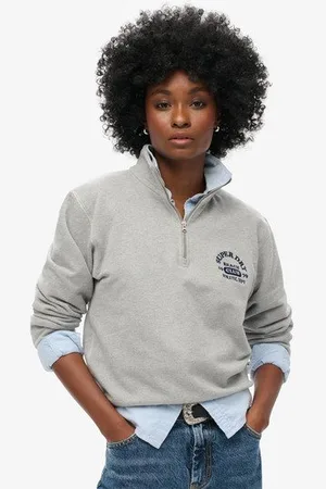 Superdry Vrouwen Athletic Essentials Sweatshirt met Halve Rits Grootte: 40