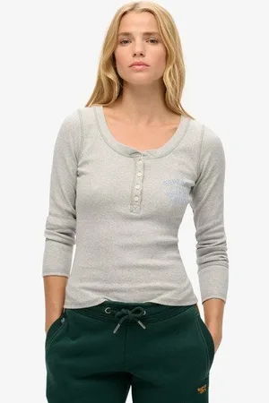 Superdry Vrouwen Athletic Buttondown top met Lange Mouwen Grootte: 34-36