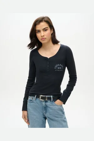 Superdry Vrouwen Athletic Buttondown top met Lange Mouwen Grootte: 38-40